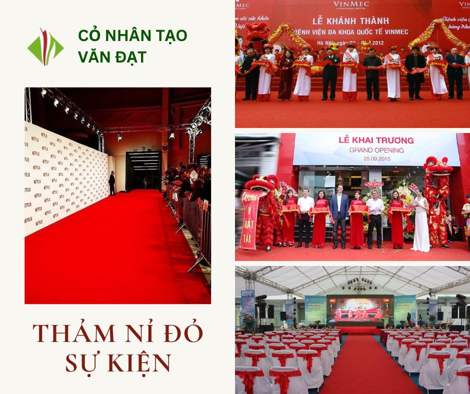 Thảm nỉ màu đỏ tươi cho sự kiện